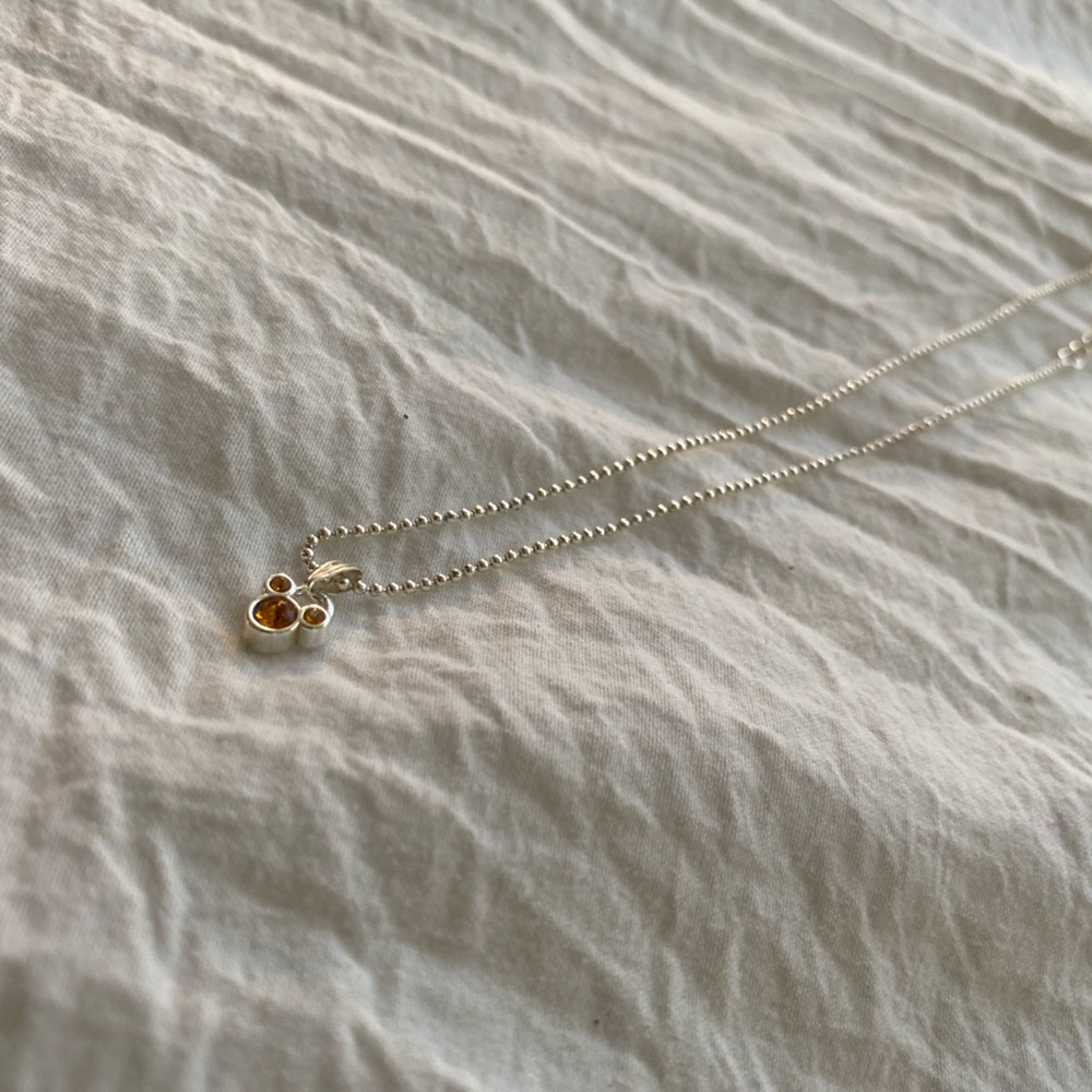 Disney necklace-Mickey Mouse Icon,Crystal Pendant-yellow